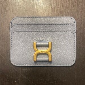 Chloe Blue Card Holder with Gold Accent